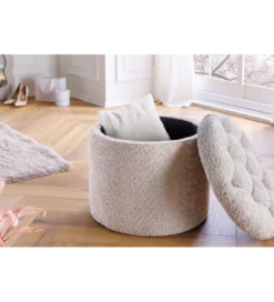 Pufa MODERN BAROCK STORAGE 50 cm bouclé kolor szampański*Invicta Interior Best
