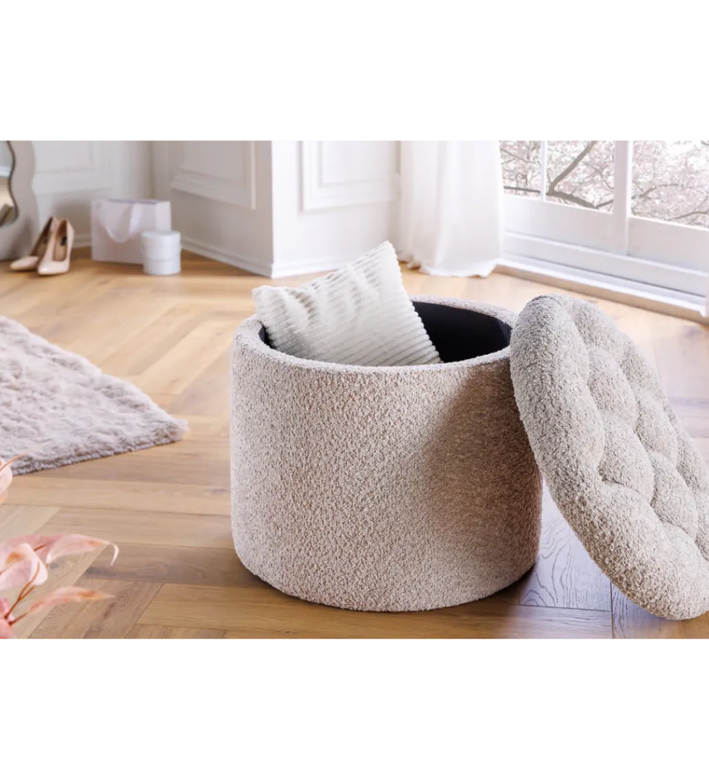 Pufa MODERN BAROCK STORAGE 50 cm bouclé kolor szampański*Invicta Interior Best