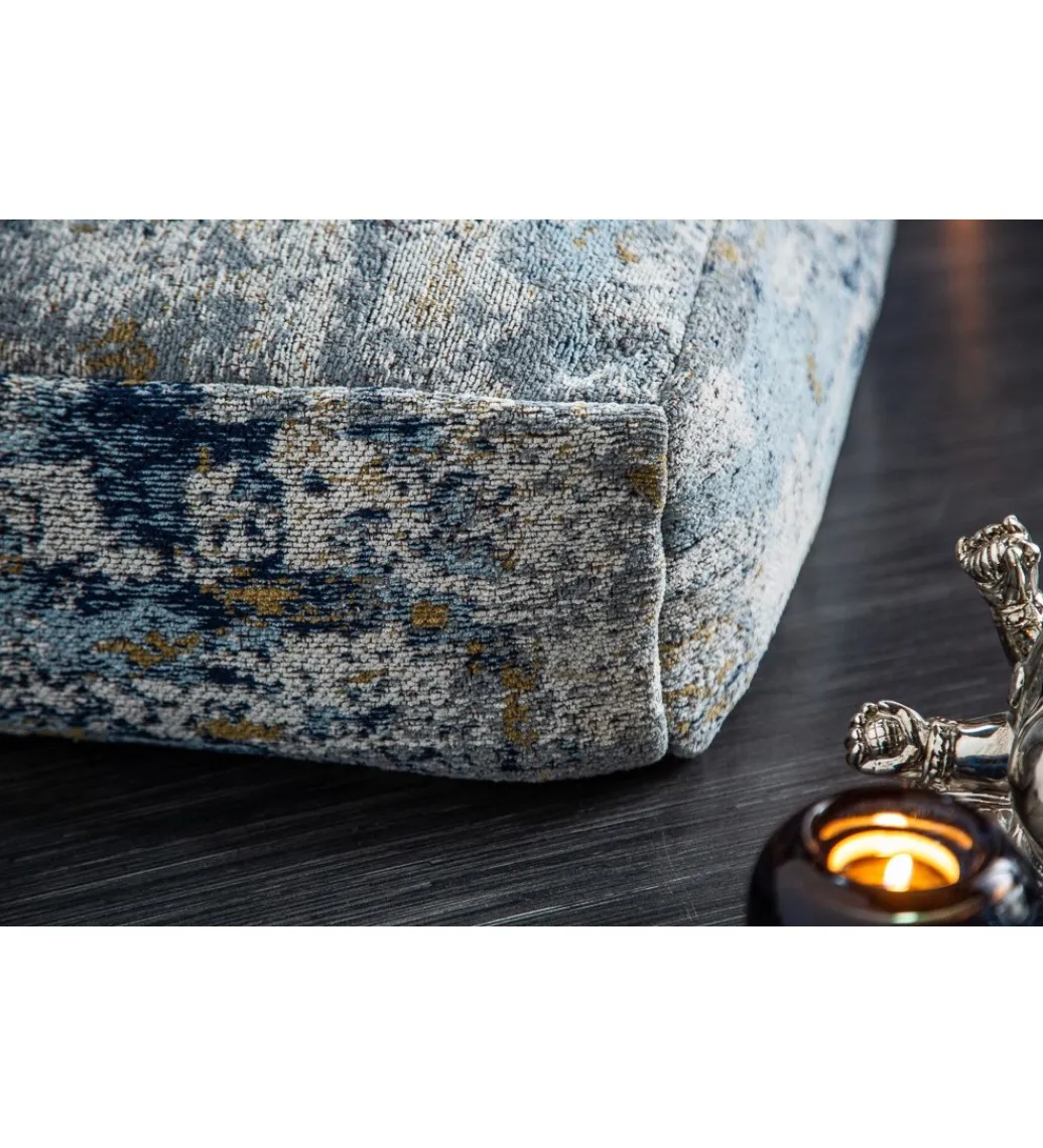 Pufa na podłogę Cabernet Sauvignon 70 cm niebiesko beżowa*Invicta Interior Hot