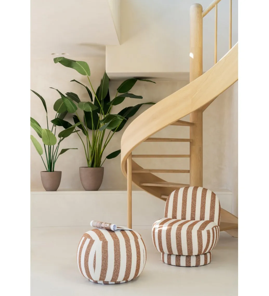 Pufa STRIPED 61 cm białokarmelowy*J-Line Best