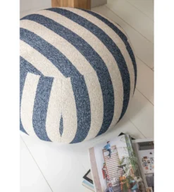 Pufa STRIPED 45 cm niebiesko biała*J-Line Sale