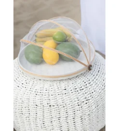 Pufa STRIPES 50 cm biała*J-Line Sale