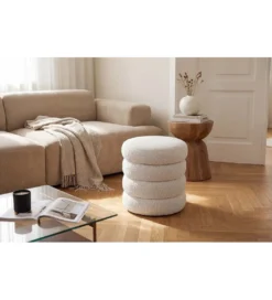 Pufa VOGUE 40 cm z schowkiem boucle biała*Invicta Interior