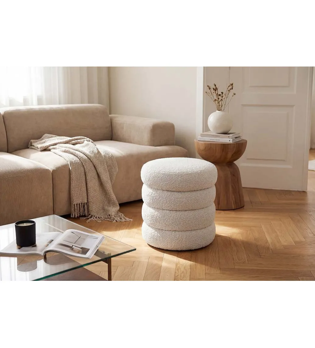 Pufa VOGUE 40 cm z schowkiem boucle biała*Invicta Interior