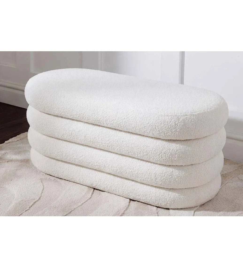 Pufa VOGUE 85 cm z schowkiem boucle białe*Invicta Interior Outlet