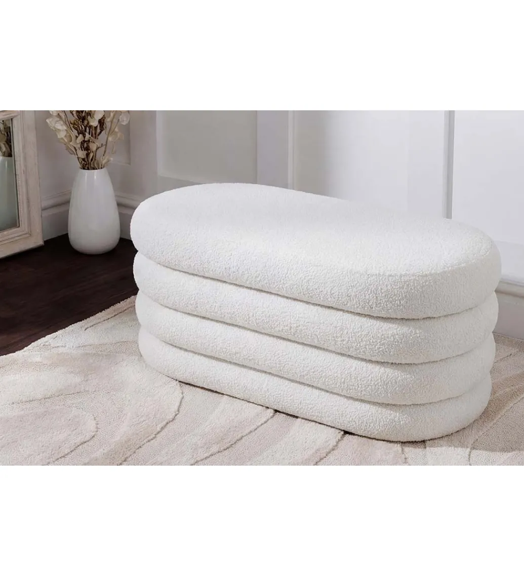 Pufa VOGUE 85 cm z schowkiem boucle białe*Invicta Interior Outlet