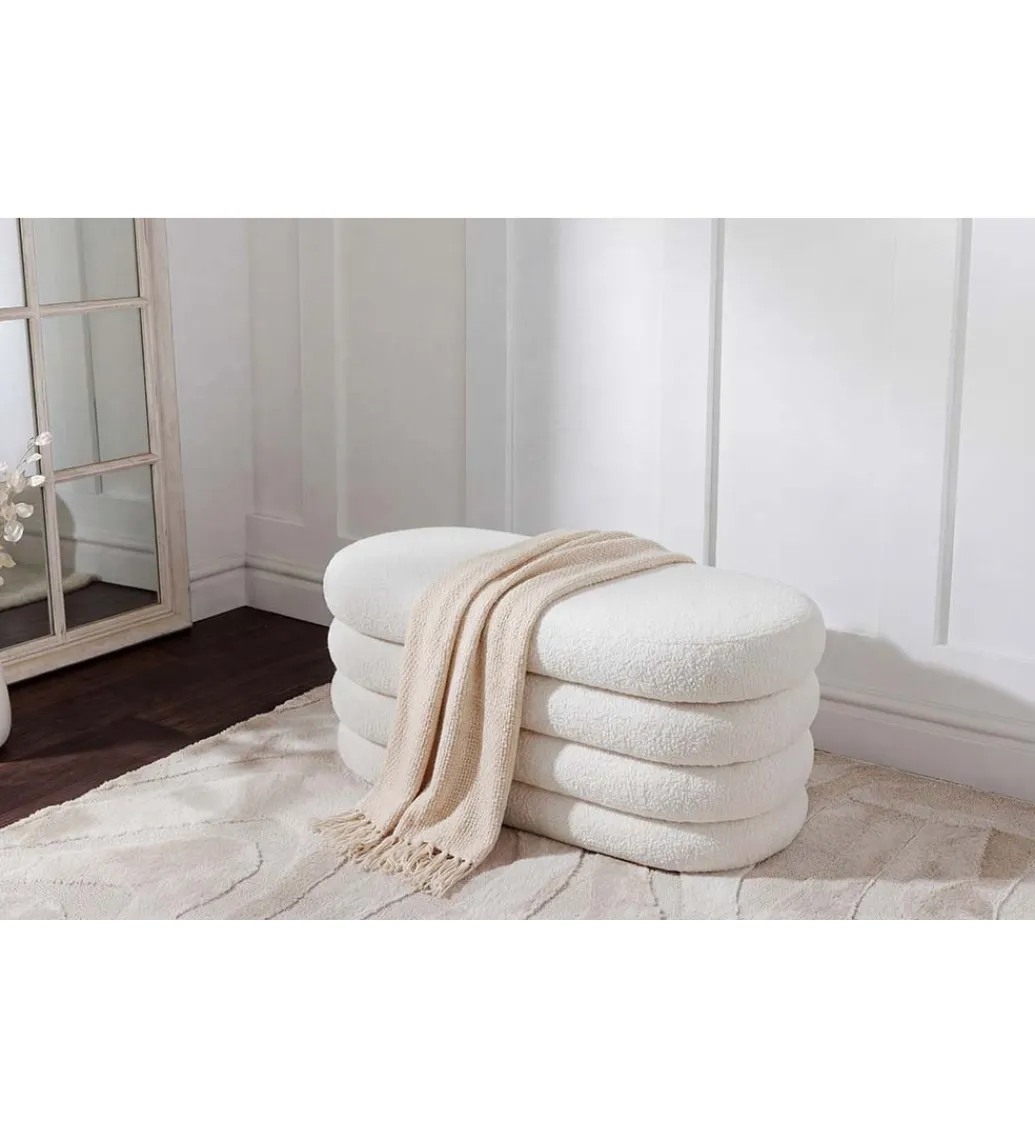 Pufa VOGUE 85 cm z schowkiem boucle białe*Invicta Interior Outlet