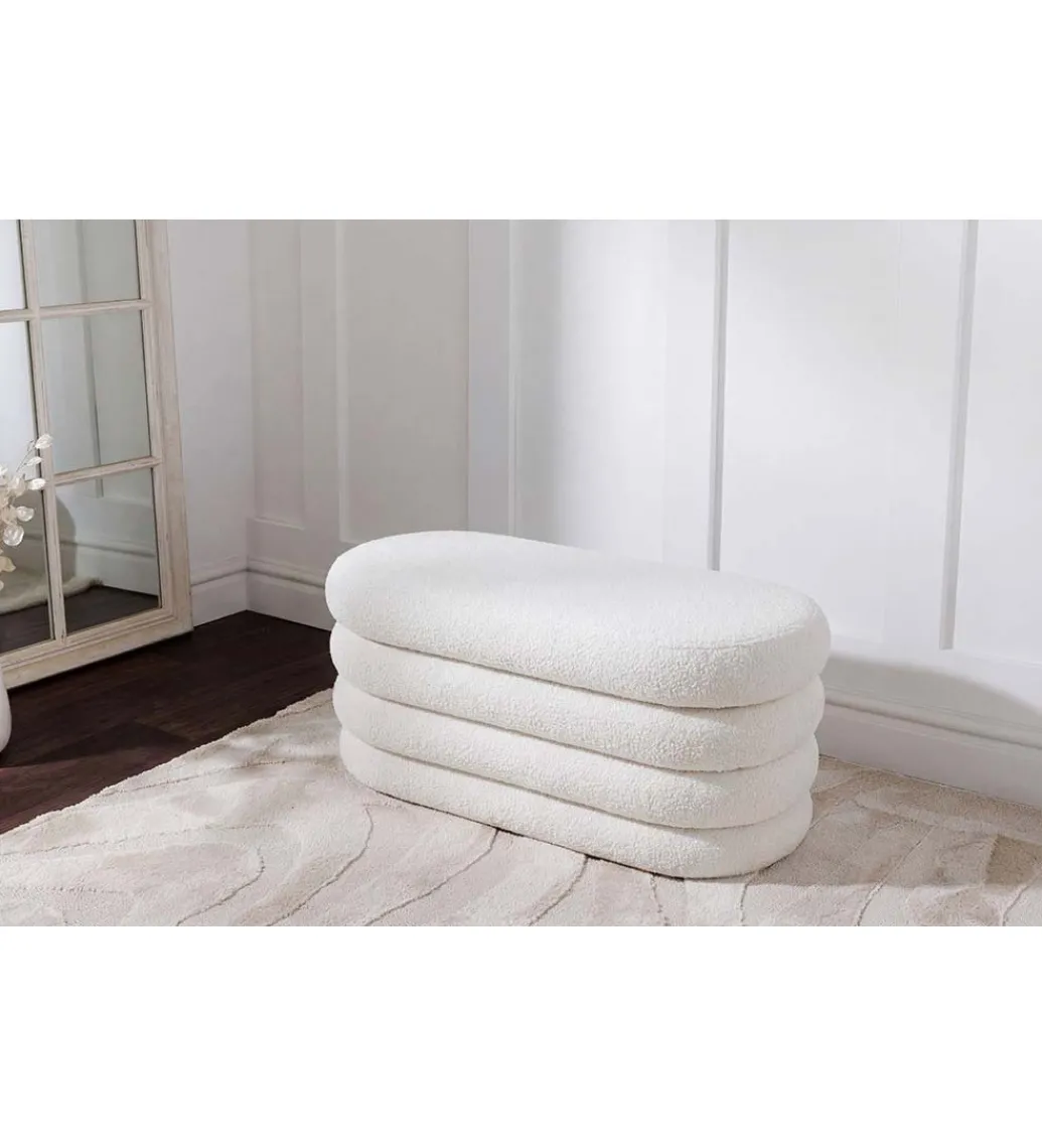 Pufa VOGUE 85 cm z schowkiem boucle białe*Invicta Interior Outlet