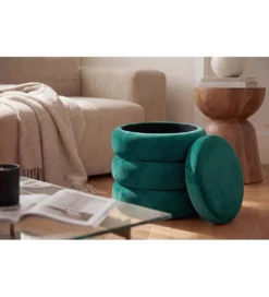 Pufa VOGUE 40 cm z schowkiem welwet zielony*Invicta Interior Clearance