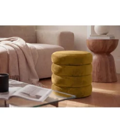 Pufa VOGUE 40 cm z schowkiem welwet musztardowa*Invicta Interior