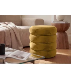 Pufa VOGUE 40 cm z schowkiem welwet musztardowa*Invicta Interior