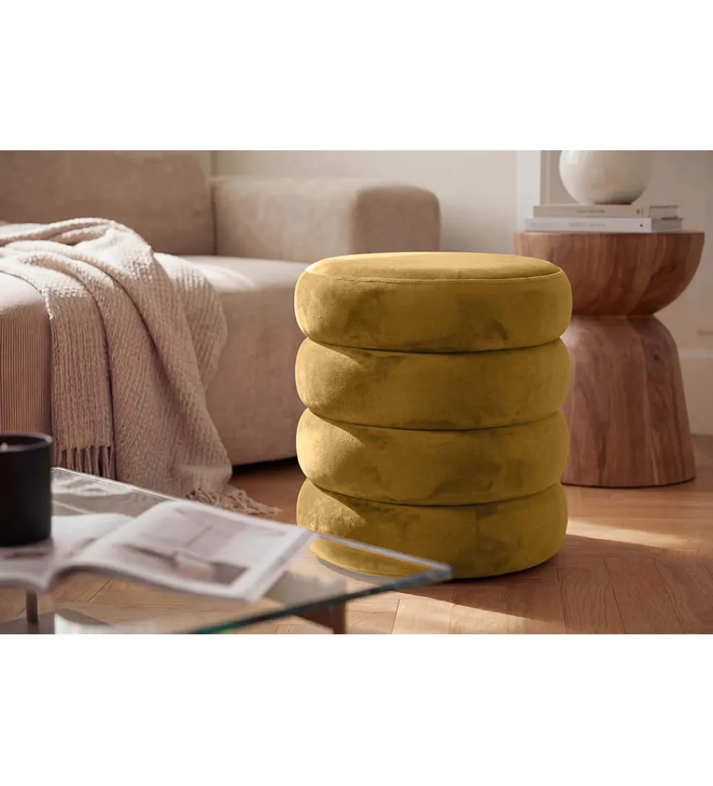 Pufa VOGUE 40 cm z schowkiem welwet musztardowa*Invicta Interior