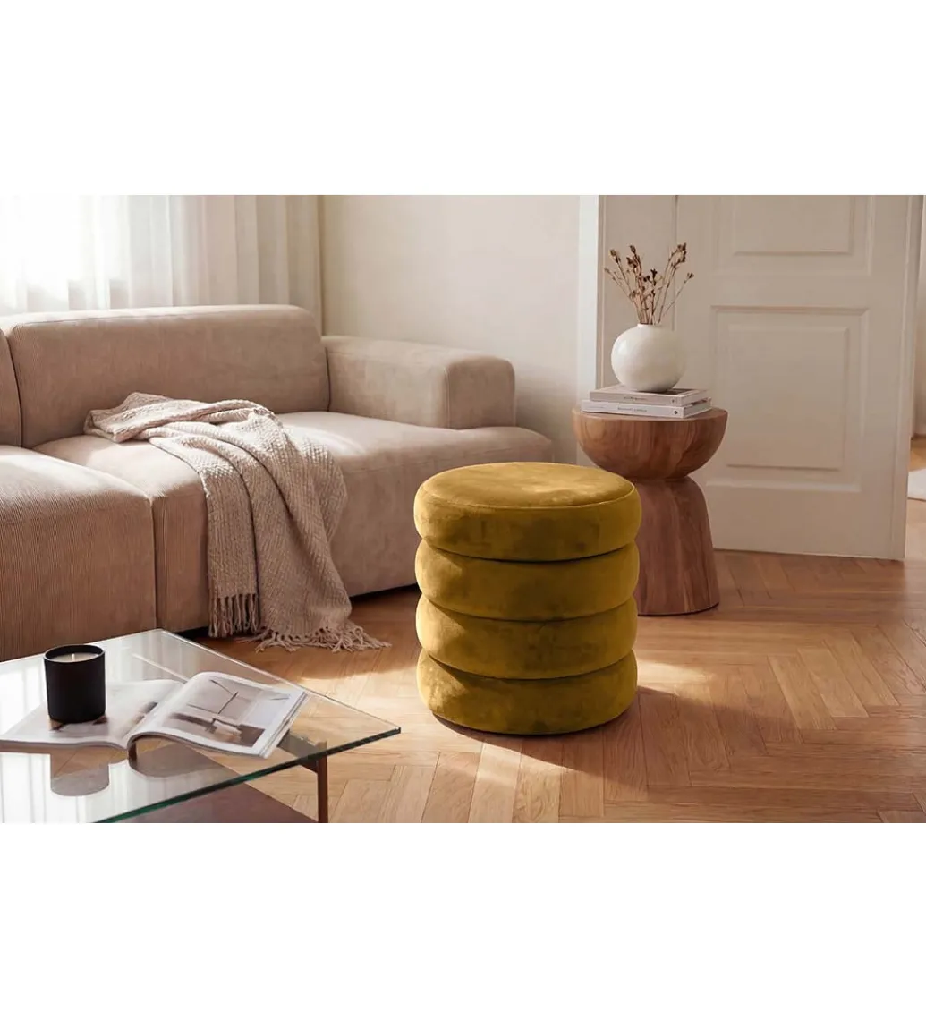 Pufa VOGUE 40 cm z schowkiem welwet musztardowa*Invicta Interior