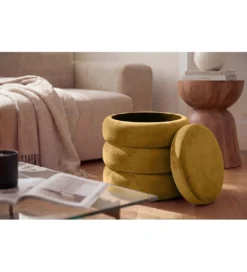 Pufa VOGUE 40 cm z schowkiem welwet musztardowa*Invicta Interior