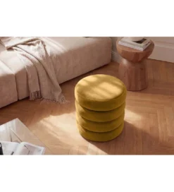Pufa VOGUE 40 cm z schowkiem welwet musztardowa*Invicta Interior