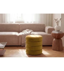Pufa VOGUE 40 cm z schowkiem welwet musztardowa*Invicta Interior