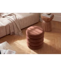 Pufa VOGUE 40 cm z schowkiem welwet brązowy miedziany*Invicta Interior