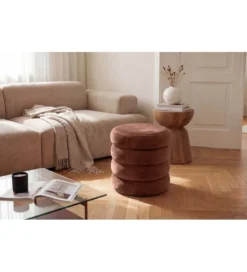 Pufa VOGUE 40 cm z schowkiem welwet brązowy miedziany*Invicta Interior