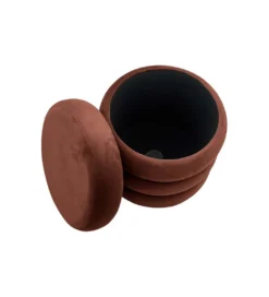 Pufa VOGUE 40 cm z schowkiem welwet brązowy miedziany*Invicta Interior