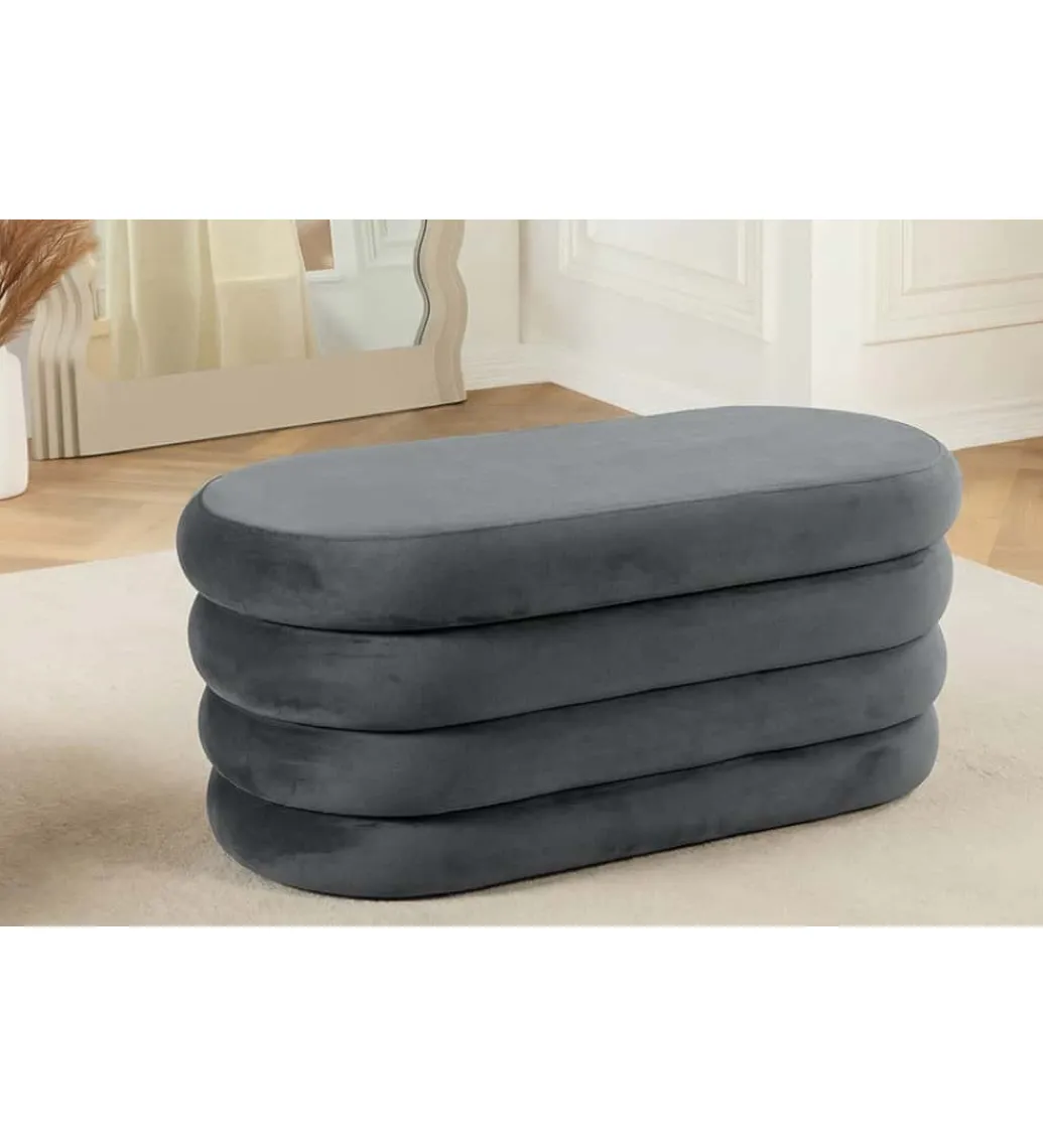 Pufa VOGUE 85 cm z schowkiem welwet szara*Invicta Interior Clearance