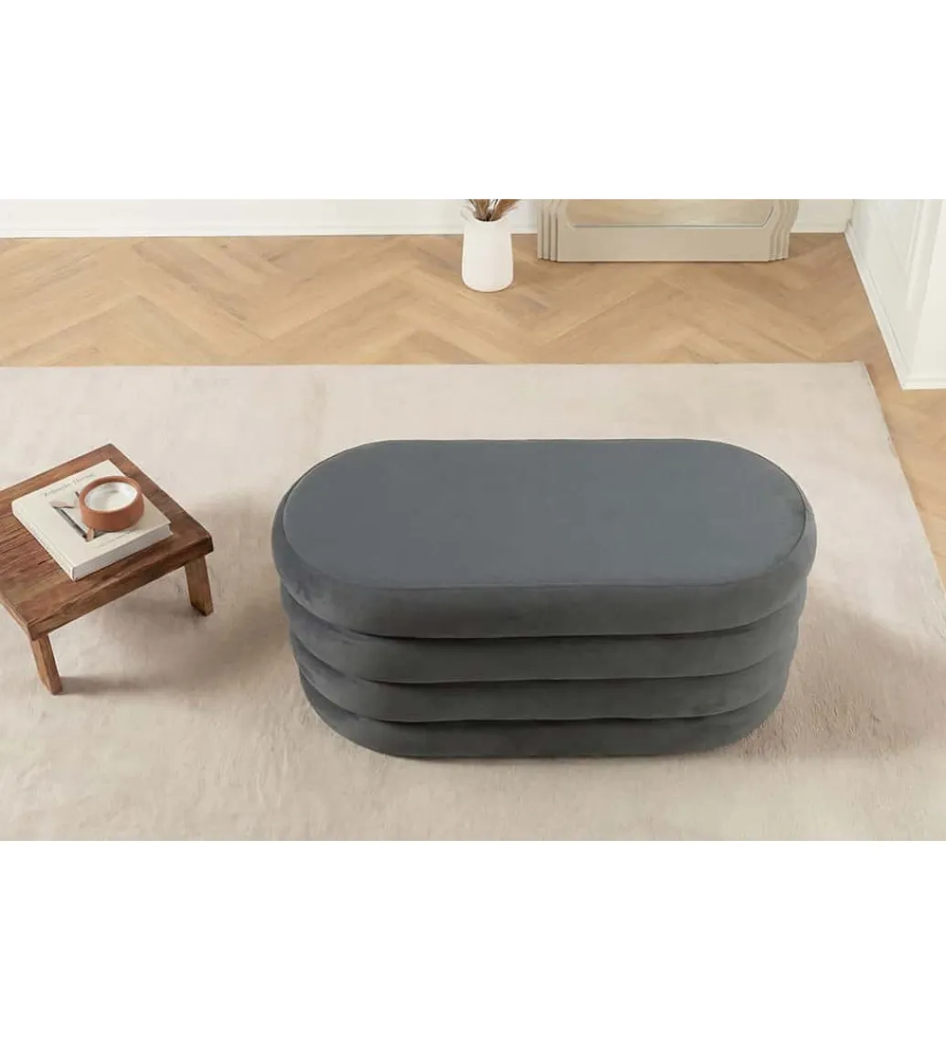Pufa VOGUE 85 cm z schowkiem welwet szara*Invicta Interior Clearance
