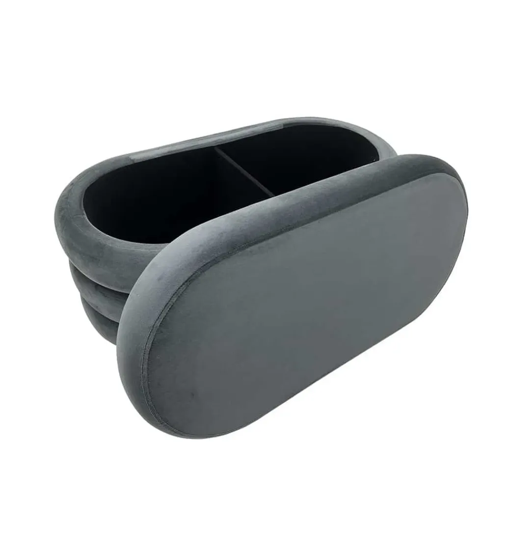 Pufa VOGUE 85 cm z schowkiem welwet szara*Invicta Interior Clearance