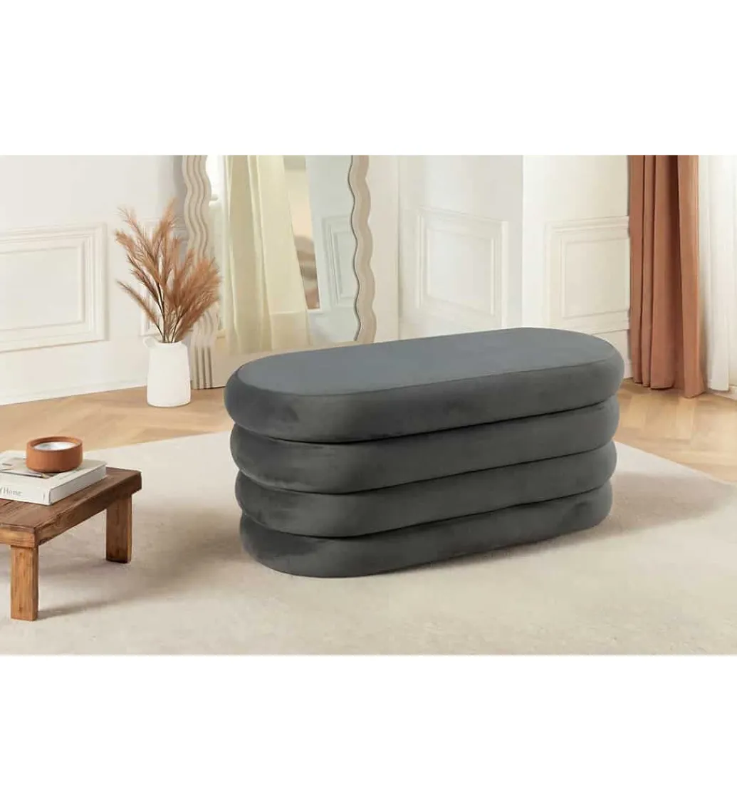 Pufa VOGUE 85 cm z schowkiem welwet szara*Invicta Interior Clearance