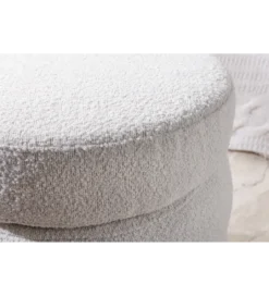 Pufa VOQUE 50 cm z pojemnikiem Bouclé kremowo biała*Invicta Interior