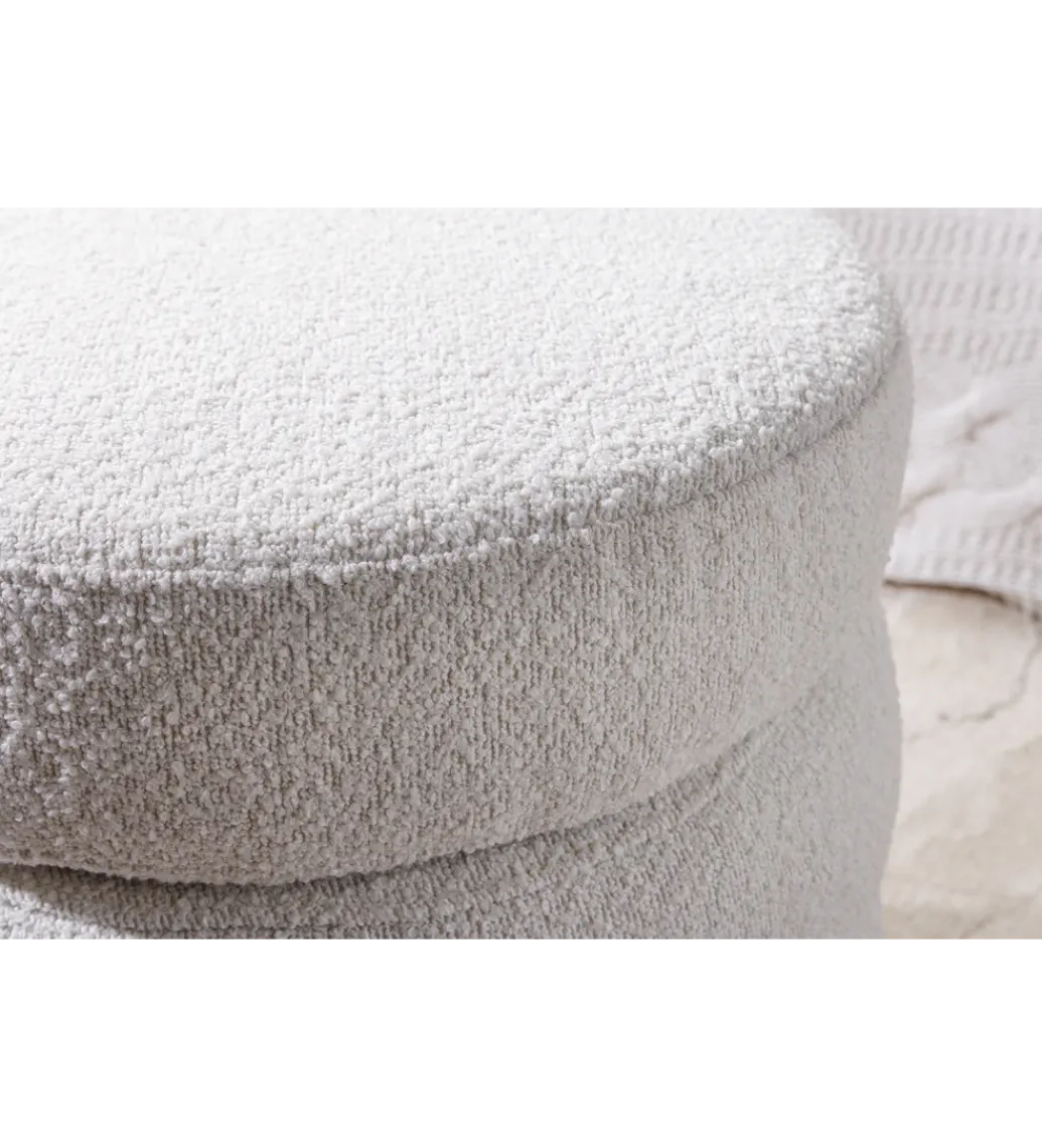 Pufa VOQUE 50 cm z pojemnikiem Bouclé kremowo biała*Invicta Interior