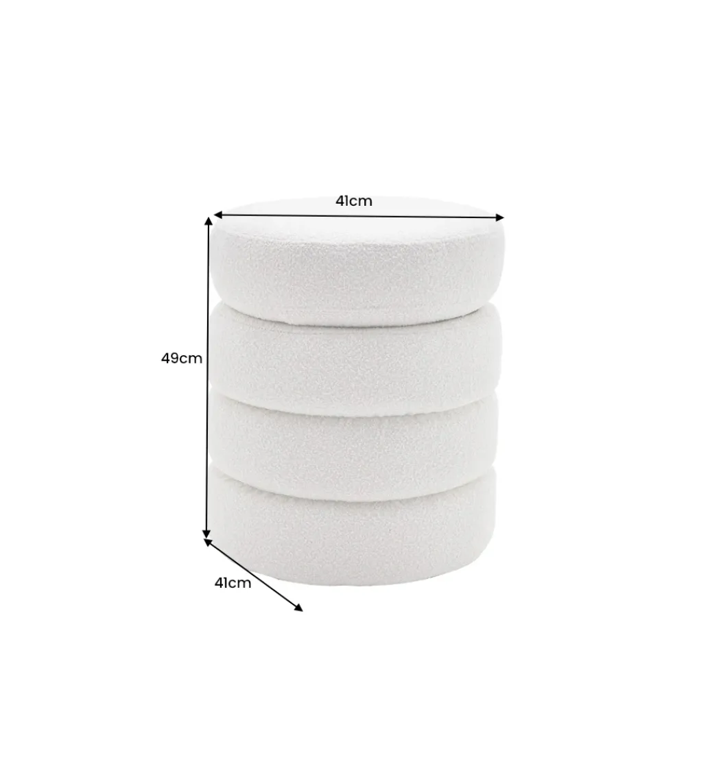 Pufa VOQUE 50 cm z pojemnikiem Bouclé kremowo biała*Invicta Interior