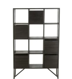 Regał HERTAB 158 cm drewno teak czarny*J-Line Online