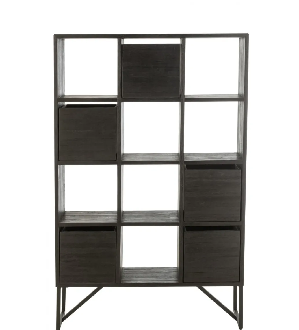 Regał HERTAB 158 cm drewno teak czarny*J-Line Online