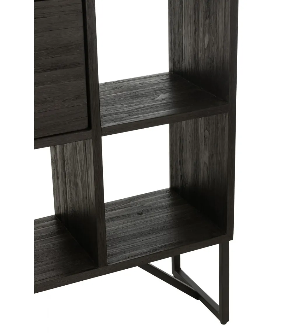 Regał HERTAB 158 cm drewno teak czarny*J-Line Online