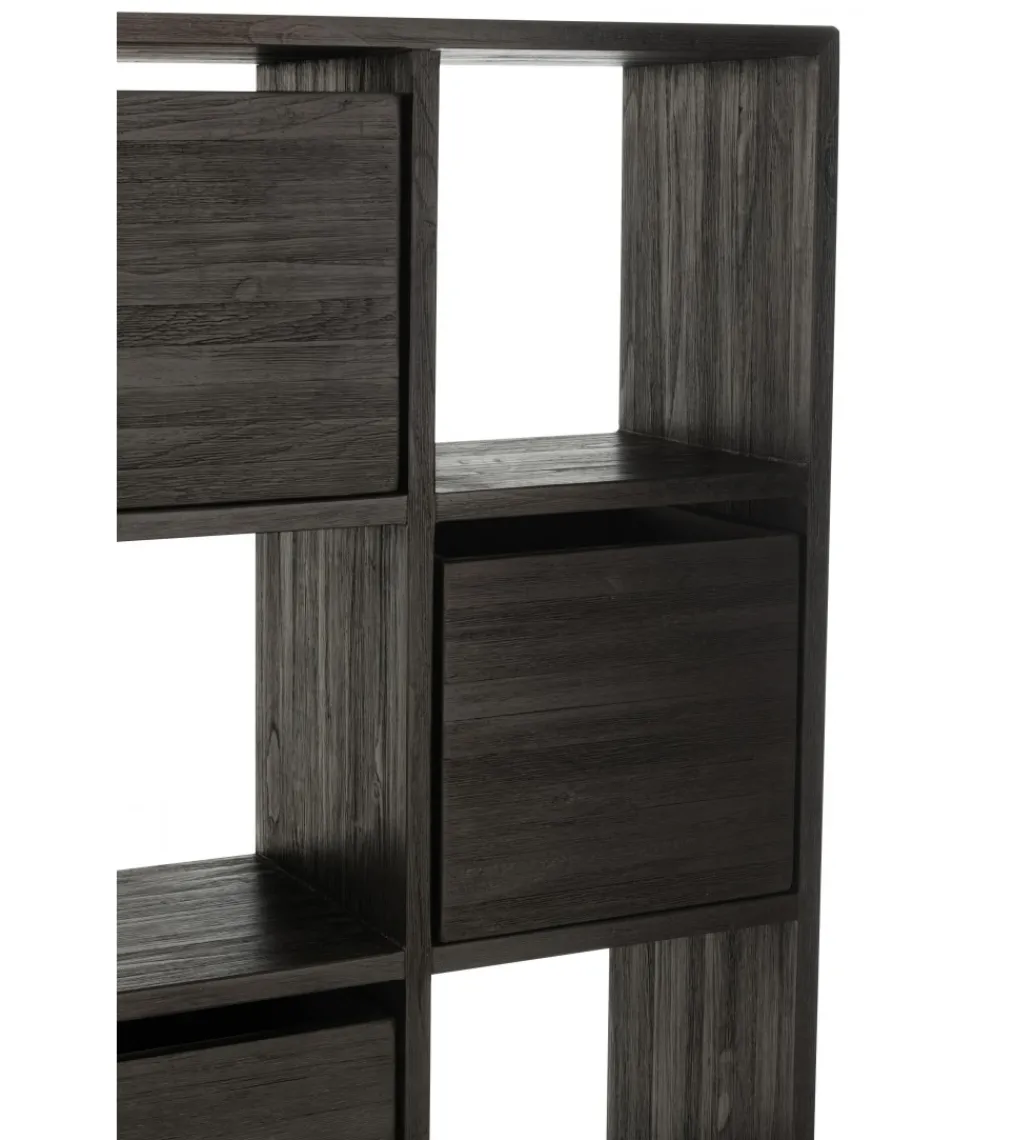 Regał HERTAB 158 cm drewno teak czarny*J-Line Online