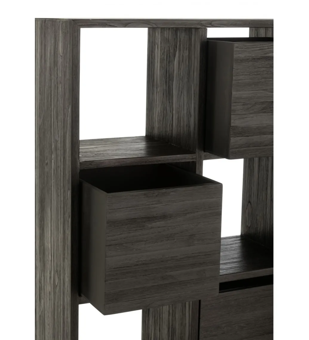 Regał HERTAB 158 cm drewno teak czarny*J-Line Online
