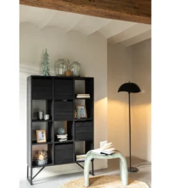 Regał HERTAB 158 cm drewno teak czarny*J-Line Online