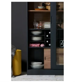 Regał JAMES 200 cm drewno sosna czarny*WOOOD Outlet