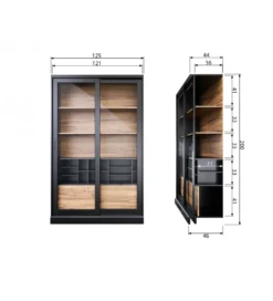 Regał JAMES 200 cm drewno sosna czarny*WOOOD Outlet