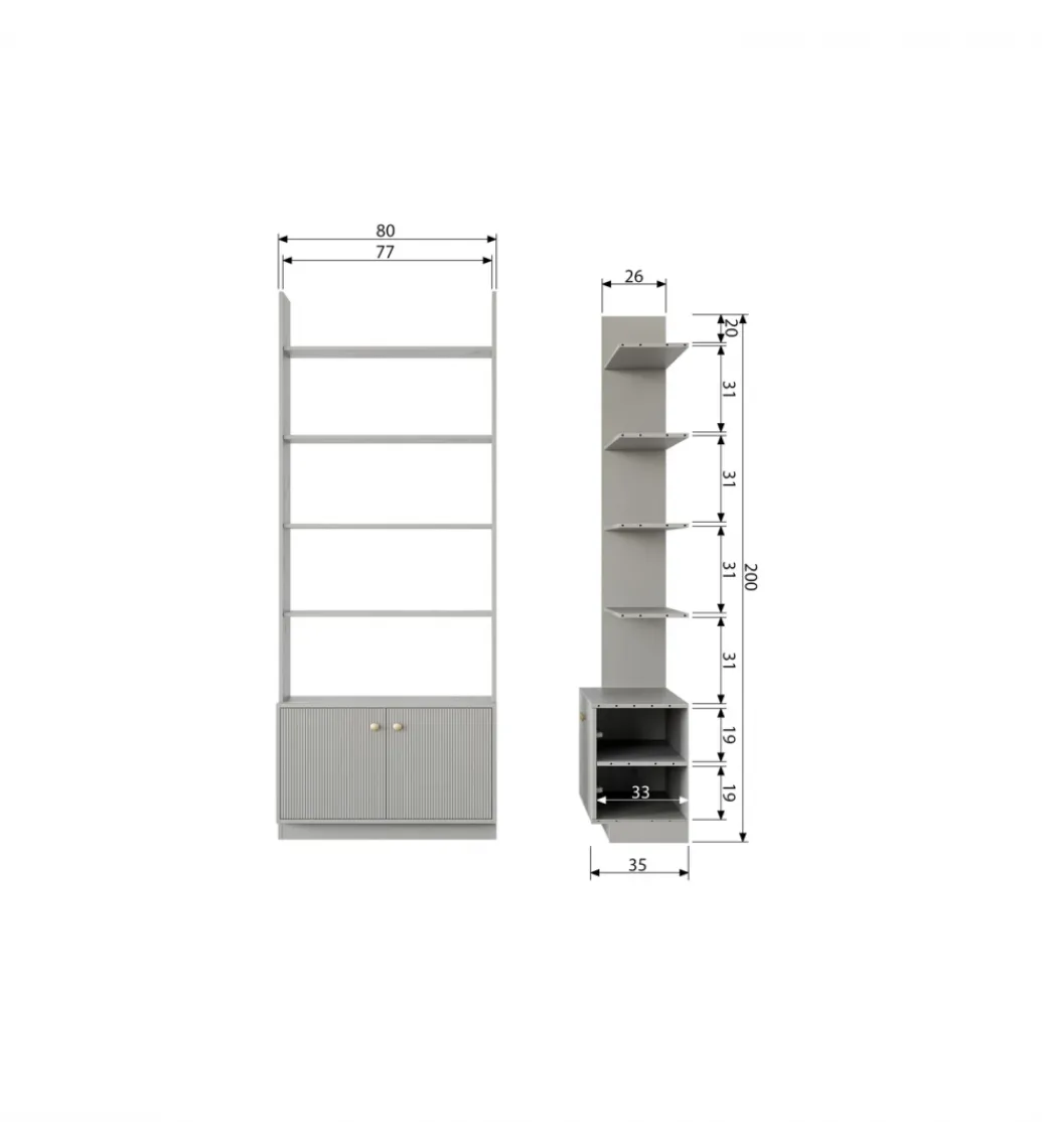 Regał MADU 200 cm drewno sosna szary*WOOOD Sale