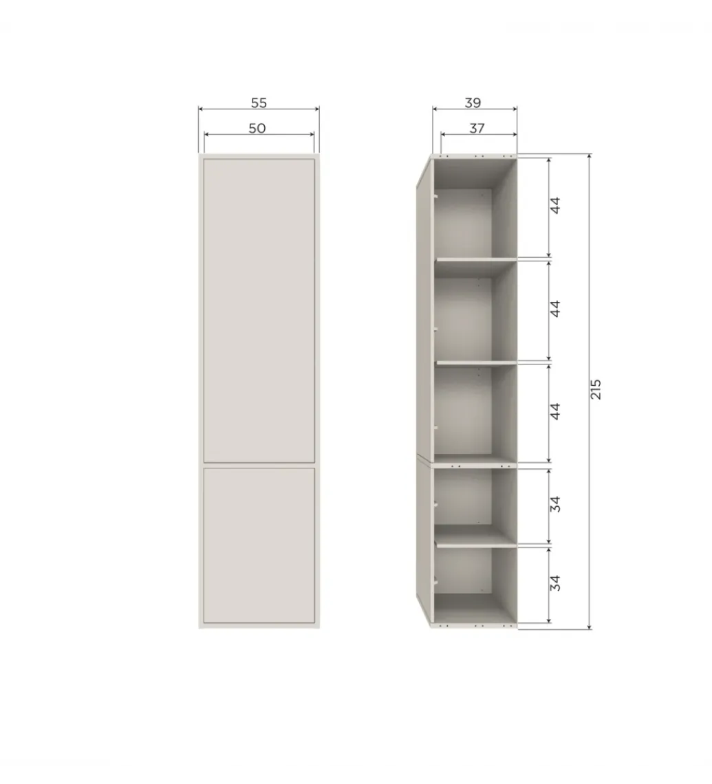 Regał MEGGY 55 cm drewno sosny szary*WOOOD Outlet