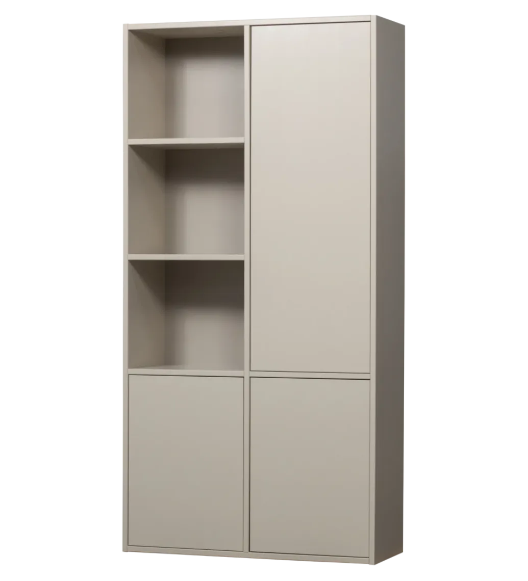 Regał MEGGY 108 cm drewno sosny szary prawostronny*WOOOD