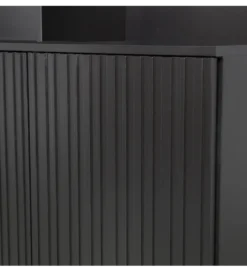 Regał NEW GRAVURE 200 cm drewno sosny czarna*WOOOD Sale