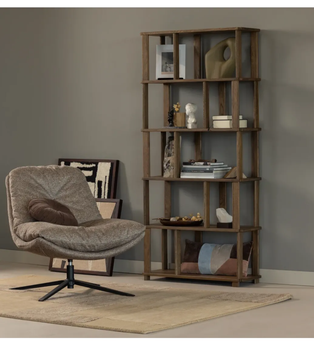Regał RISS 186 x 90 cm drewno dębowe naturalny*WOOOD Clearance