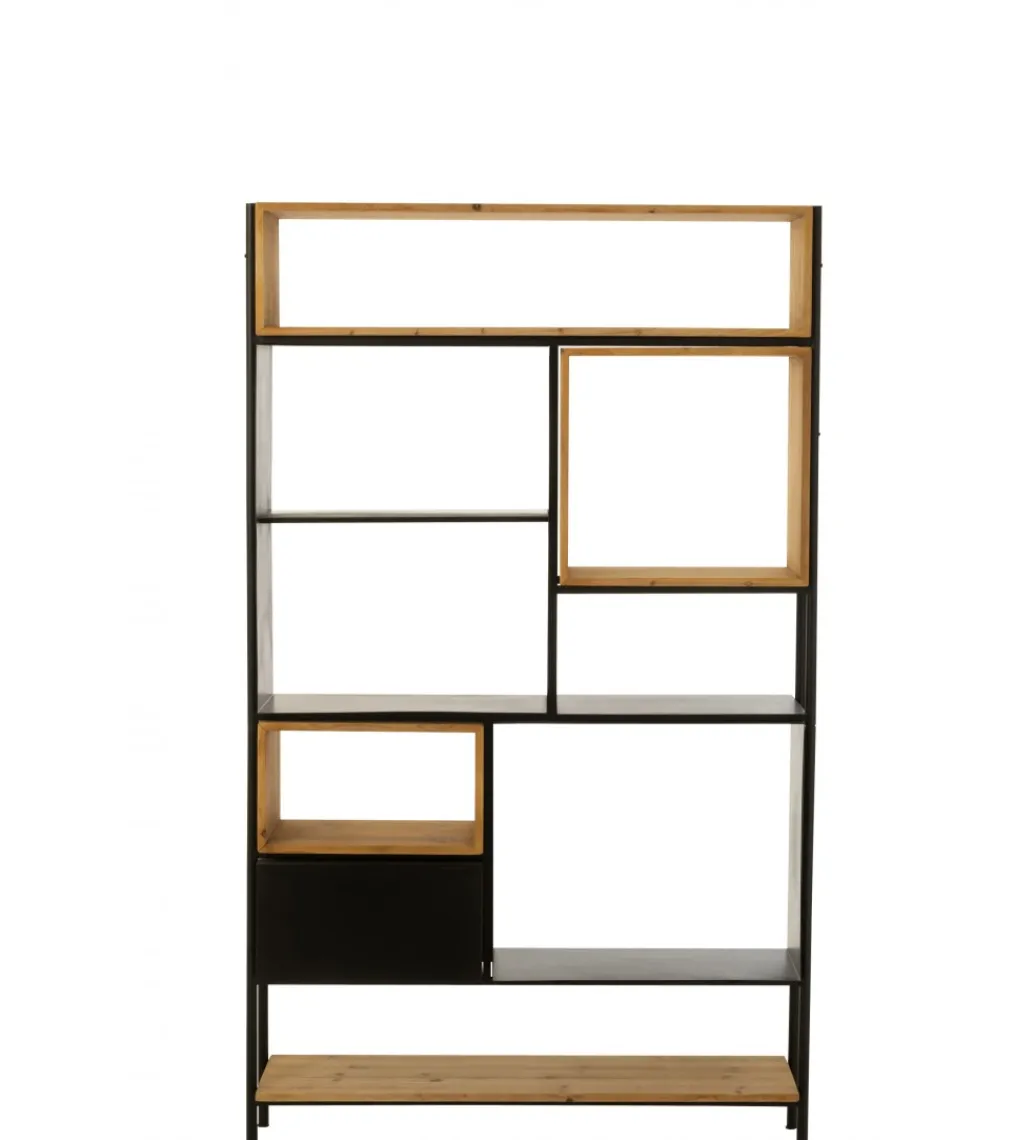 Regał TINA 110 cm x 185 cm drewno jodła czarny*J-Line Hot