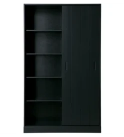 Regał z przesuwnymi drzwiami PINOKY 200 cm czarny*WOOOD Sale