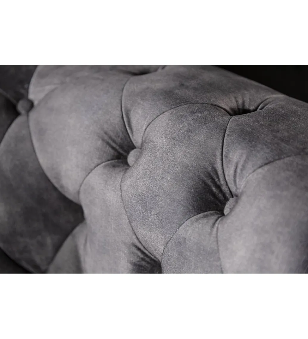 Sofa ARIELLE Chesterfield 205 Cm szary aksamit*Invicta Interior