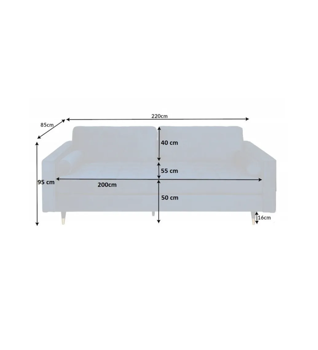 Sofa CANIS velvet 220 cm szmaragdowo zielony aksamit*Invicta Interior New