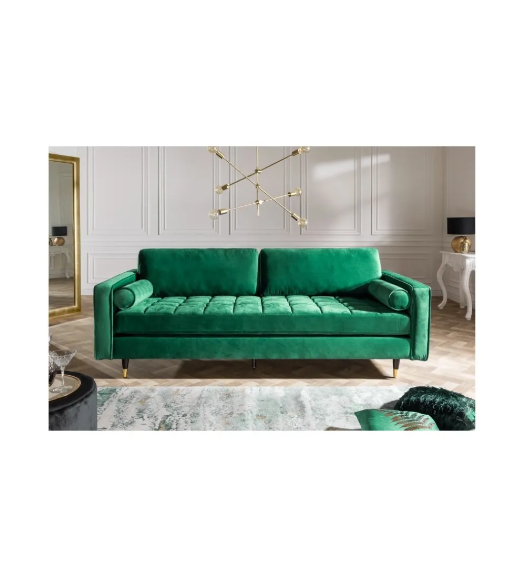 Sofa CANIS velvet 220 cm szmaragdowo zielony aksamit*Invicta Interior New