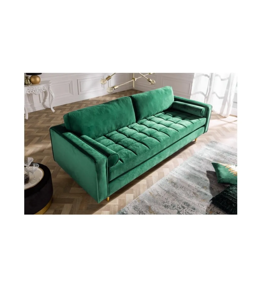 Sofa CANIS velvet 220 cm szmaragdowo zielony aksamit*Invicta Interior New
