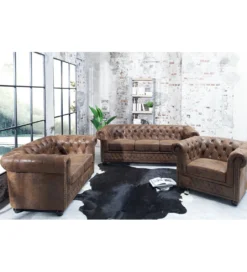Sofa Chesterfield 205 cm antyczny brąz*Invicta Interior Outlet